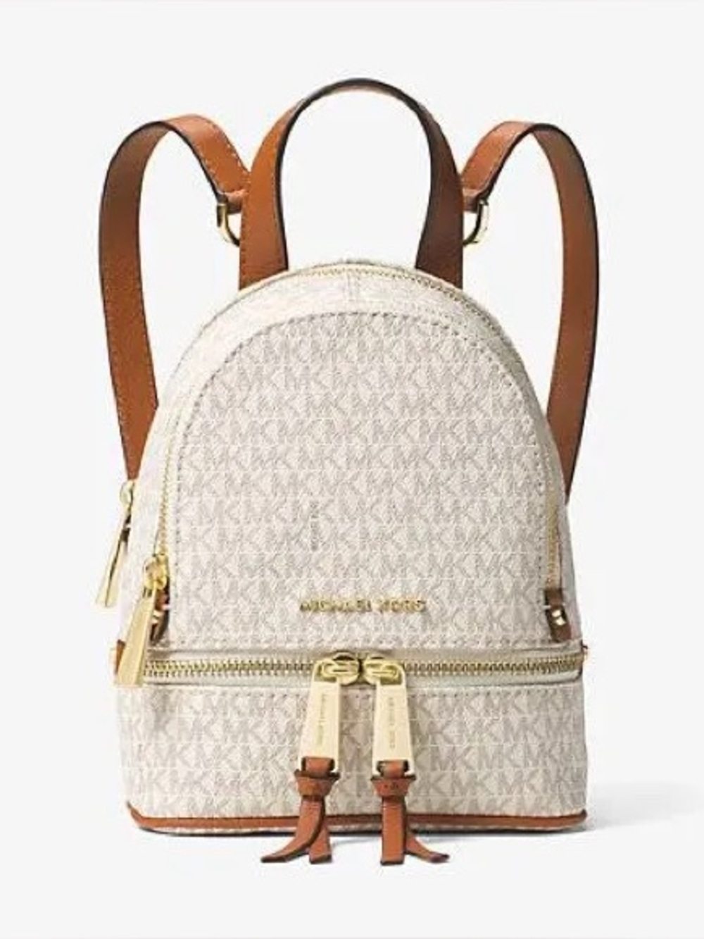 Michael Kors Neutral Signature Mini Backpack with Gold Hardware